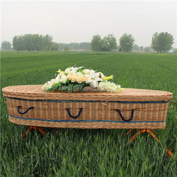Biodegradable Funeral Plant Wicker Weaving Wicker Coffin Casket Bed Customized Size European Style 6 Handles Custom-made 7 Days